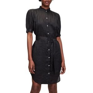 FRAME Denim | Vintage Noir Shirt Dress Black Button Down Waist Tie NWT XS